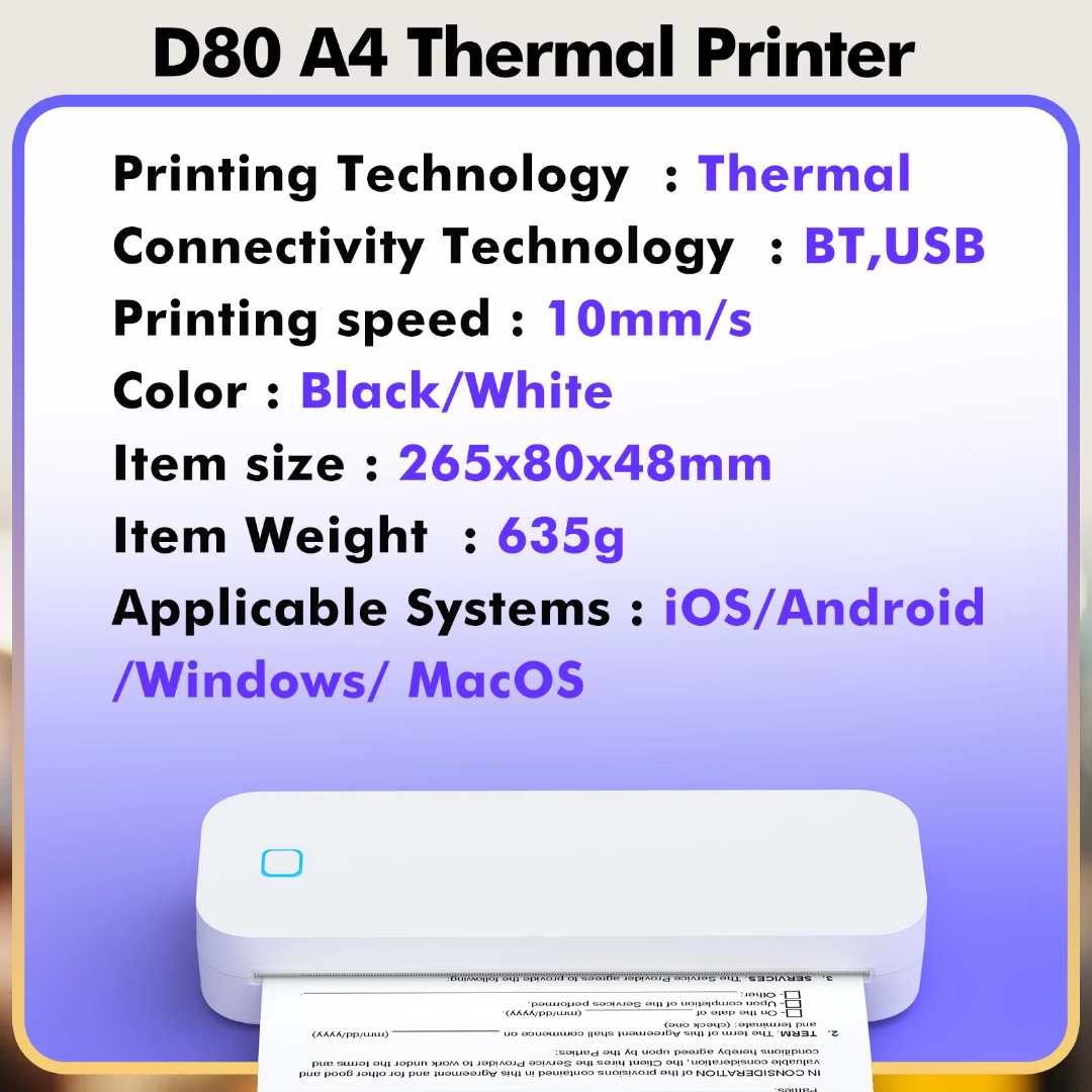 Imprimante portable thermique A4